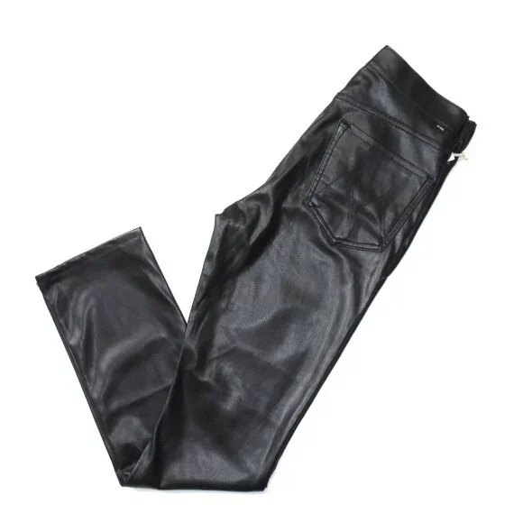 NWT Mother Dazzler Skimp in Wax On Wax Off Black Faux Leather Stretch Pants 30 - Picture 10 of 10